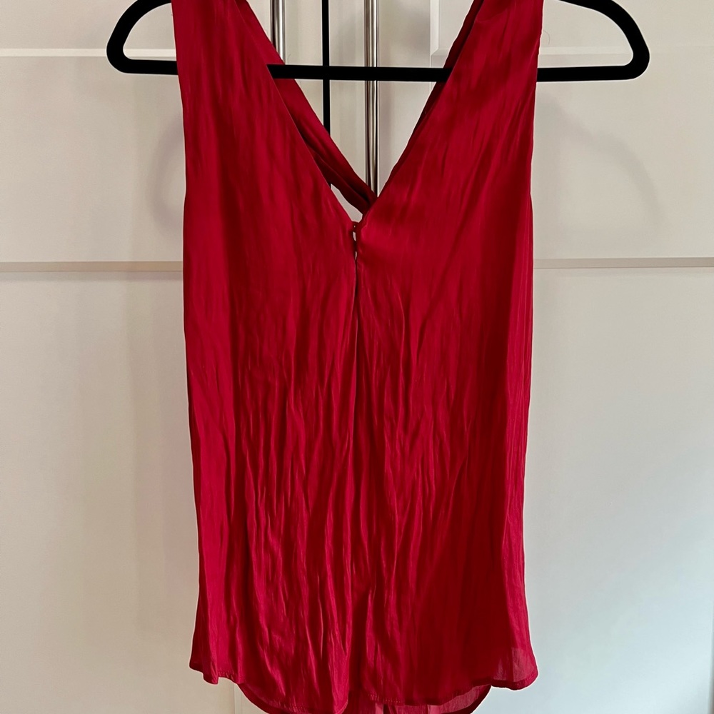 Red Cross back satin tank top